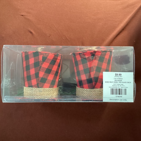 Christmas Decor Red Black Checkered Hats Shatter Proof  New with Tag - Picture 11 of 13